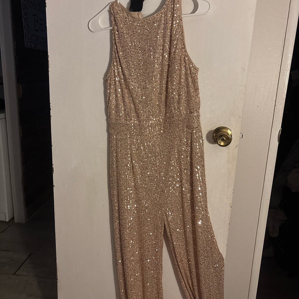 Baltic Born Sequin Wide Leg Jumpsuit in Gold